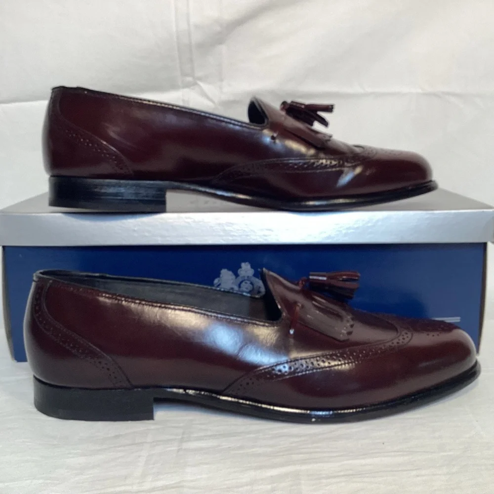 Stafford Vintage Men’s Burgundy Slip on Wingtip Loafers Size 8 1/2 Meade in USA